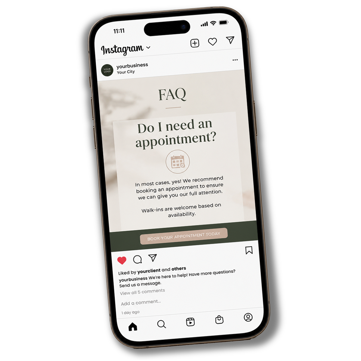 Social Media Essentials post example displayed on a phone